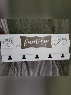 Hobby Lobby White, Brown, and Black 'Family' Hook Rack